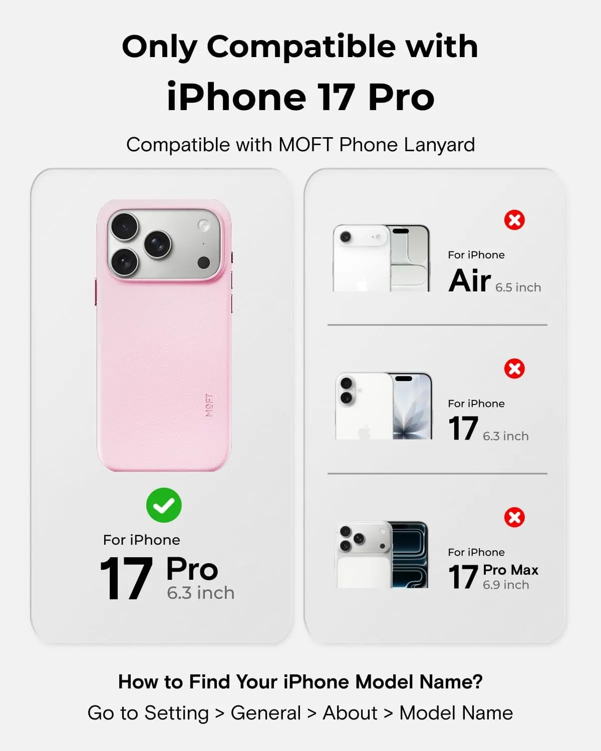 MOFT MOVAS Snap iPhone 17 Pro Hoesje MagSafe Vegan Leer Back Cover Roze afbeelding 2