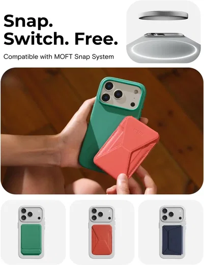 MOFT MOVAS Snap iPhone 17 Pro Max Hoesje MagSafe Vegan Leer Back Cover Roze afbeelding 5