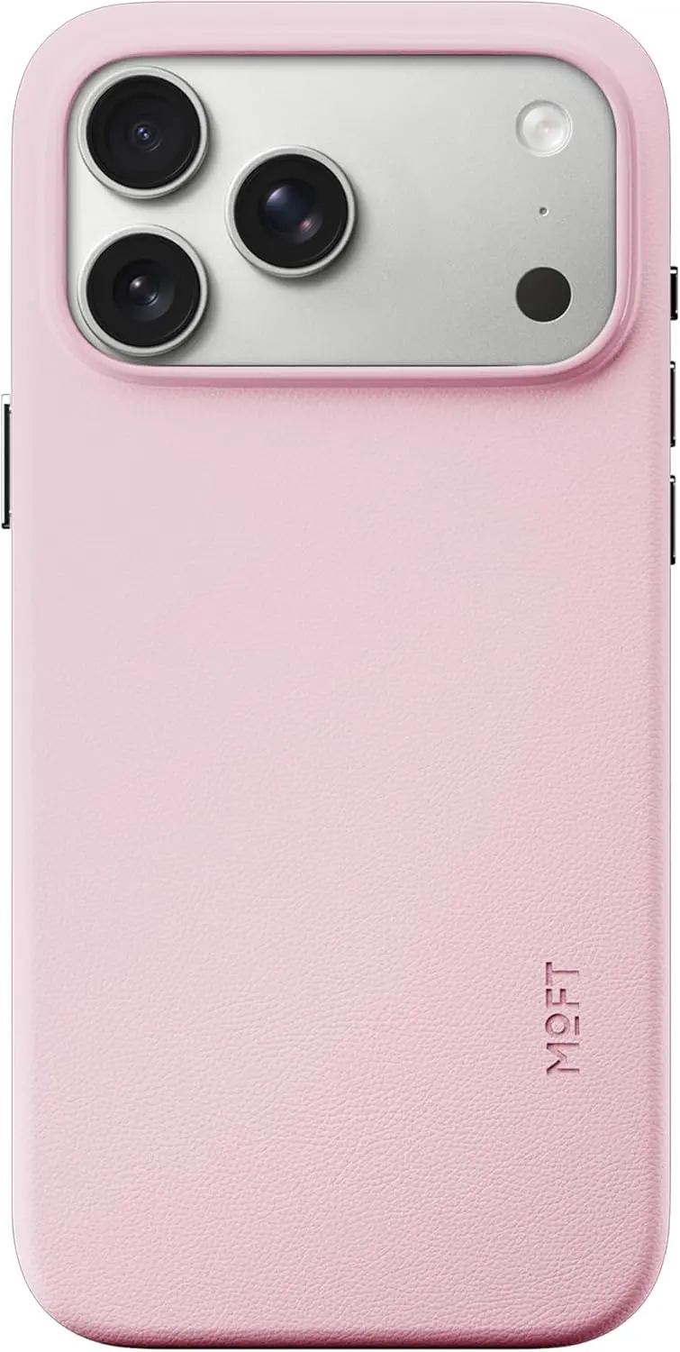 MOFT MOVAS Snap iPhone 17 Pro Max Hoesje MagSafe Vegan Leer Back Cover Roze afbeelding 1