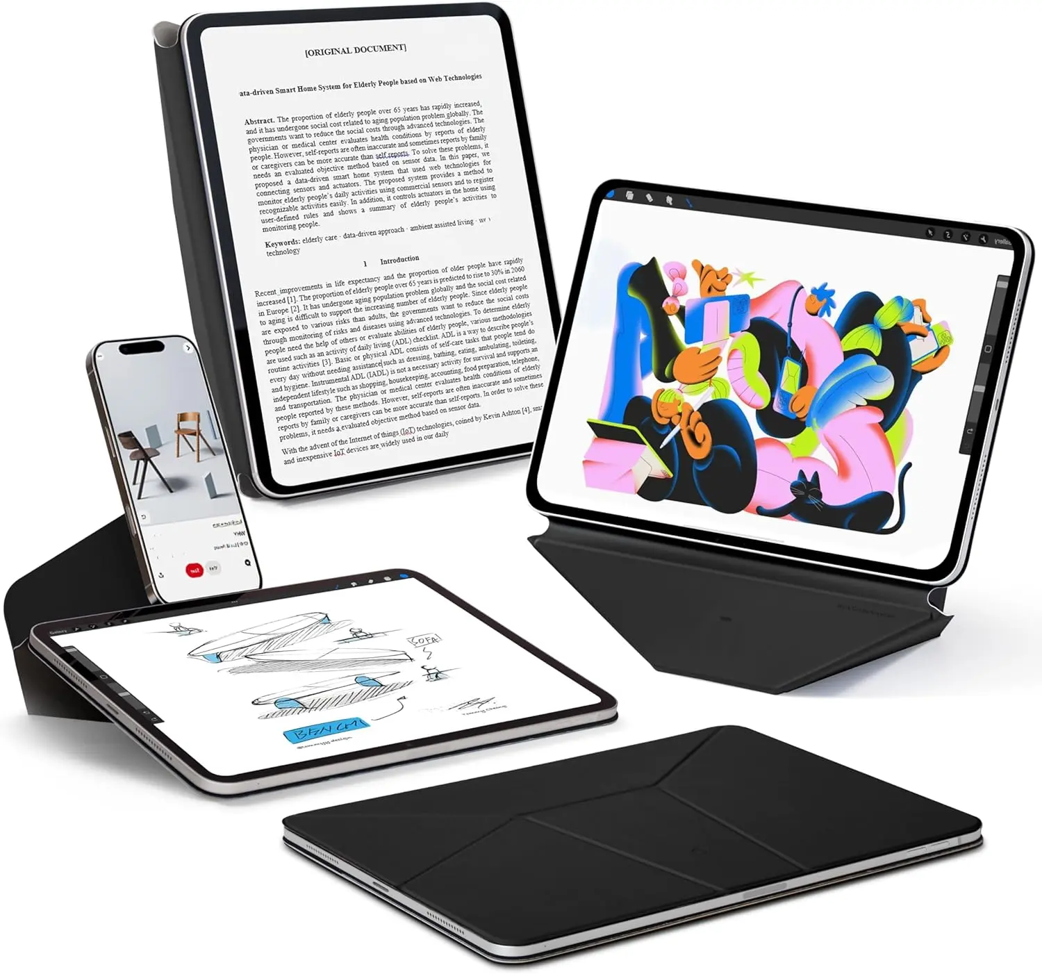 MOFT Dynamic Folio iPad Air 11 (24/25/26) / Air 10.9 (2022/2020) Hoes Zwart afbeelding 1