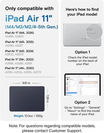 MOFT Dynamic Folio iPad Air 11 (24/25/26) / Air 10.9 (2022/2020) Hoes Navy afbeelding 2