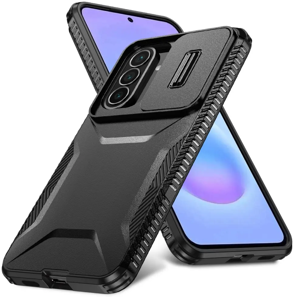 Samsung Galaxy A57 Hoesje Camera Slider Back Cover Schokbestendig Zwart afbeelding 2
