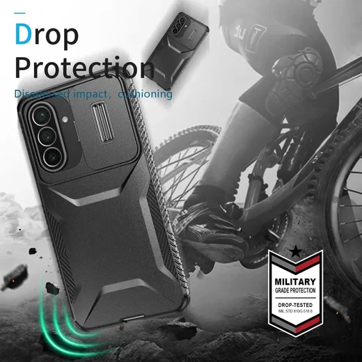 Samsung Galaxy A57 Hoesje Camera Slider Back Cover Schokbestendig Zwart afbeelding 7