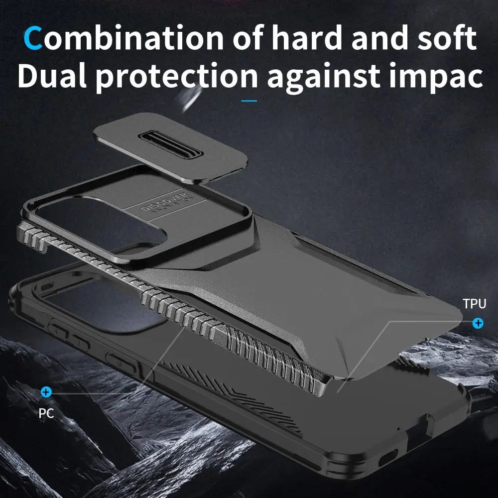 Samsung Galaxy A57 Hoesje Camera Slider Back Cover Schokbestendig Zwart afbeelding 6