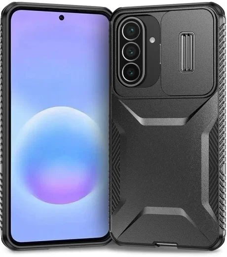 Samsung Galaxy A57 Hoesje Camera Slider Back Cover Schokbestendig Zwart afbeelding 1