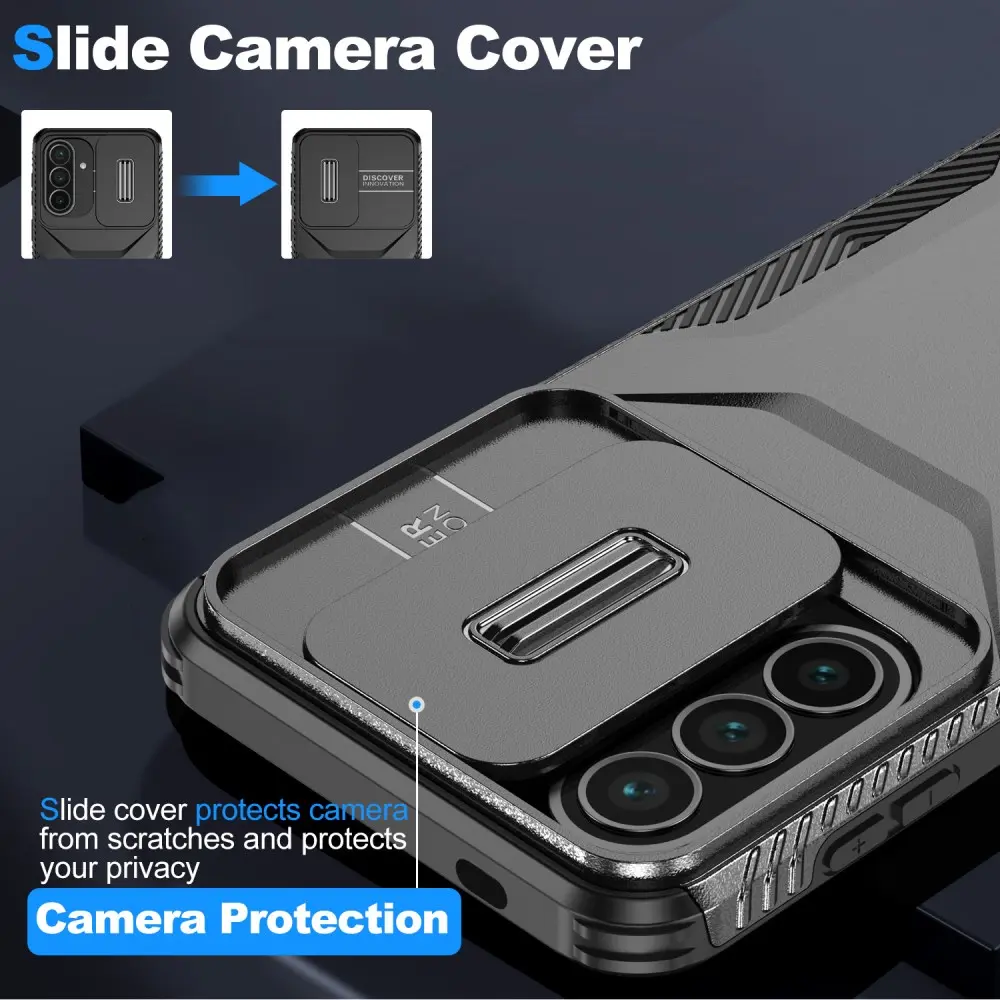 Samsung Galaxy A57 Hoesje Camera Slider Back Cover Schokbestendig Zwart afbeelding 3
