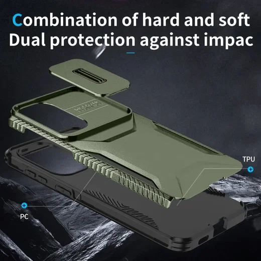 Samsung Galaxy A57 Hoesje Camera Slider Back Cover Schokbestendig Groen afbeelding 6