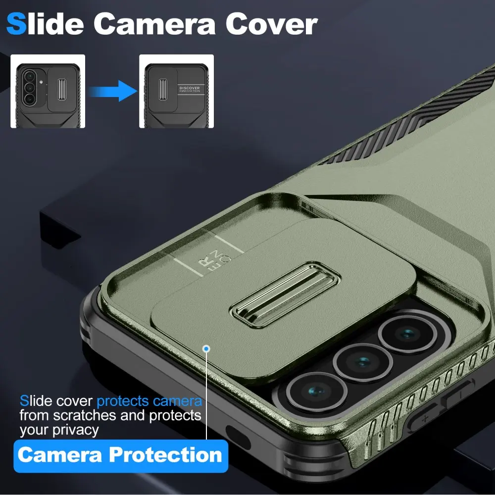 Samsung Galaxy A57 Hoesje Camera Slider Back Cover Schokbestendig Groen afbeelding 3