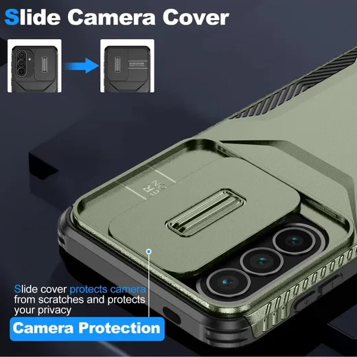 Samsung Galaxy A57 Hoesje Camera Slider Back Cover Schokbestendig Groen afbeelding 3