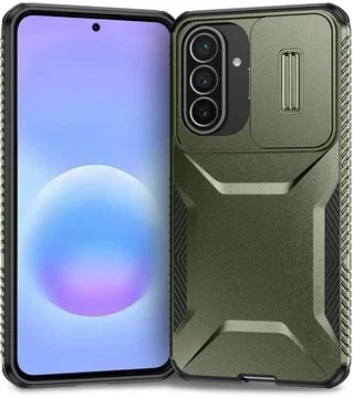 Samsung Galaxy A57 Hoesje Camera Slider Back Cover Schokbestendig Groen