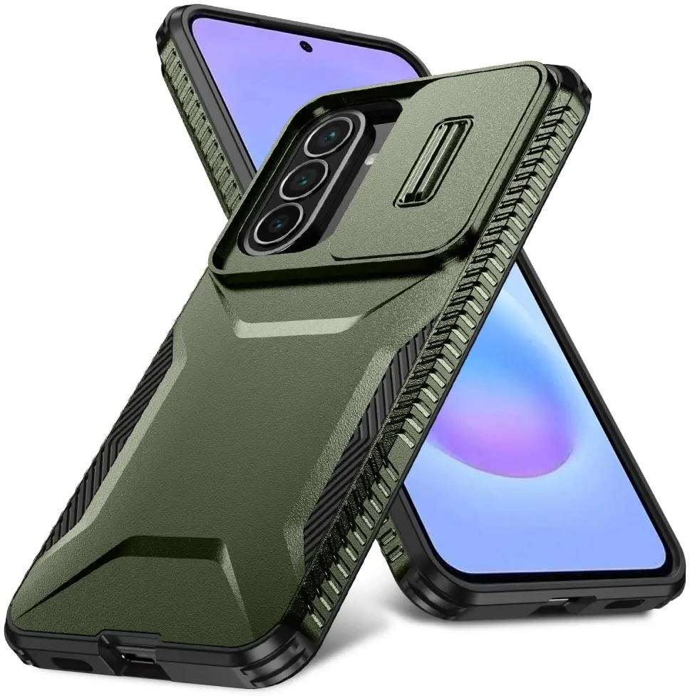 Samsung Galaxy A57 Hoesje Camera Slider Back Cover Schokbestendig Groen afbeelding 2
