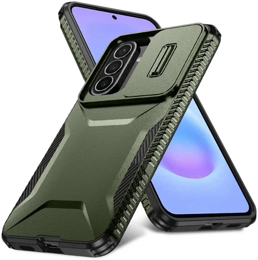 Samsung Galaxy A57 Hoesje Camera Slider Back Cover Schokbestendig Groen afbeelding 2