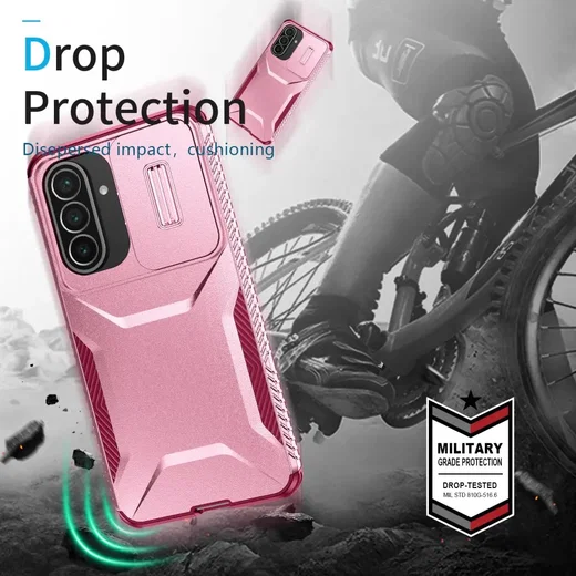 Samsung Galaxy A57 Hoesje Camera Slider Back Cover Schokbestendig Roze afbeelding 7