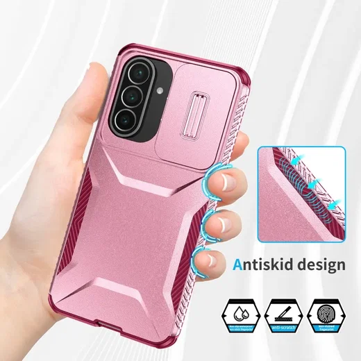 Samsung Galaxy A57 Hoesje Camera Slider Back Cover Schokbestendig Roze afbeelding 4