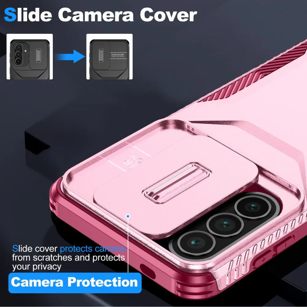 Samsung Galaxy A57 Hoesje Camera Slider Back Cover Schokbestendig Roze afbeelding 3
