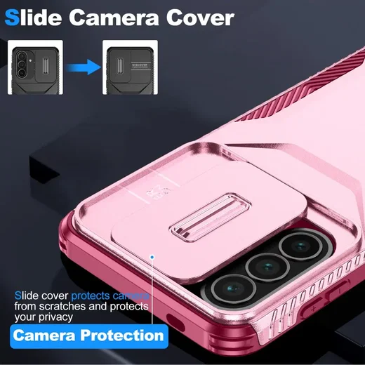 Samsung Galaxy A57 Hoesje Camera Slider Back Cover Schokbestendig Roze afbeelding 3