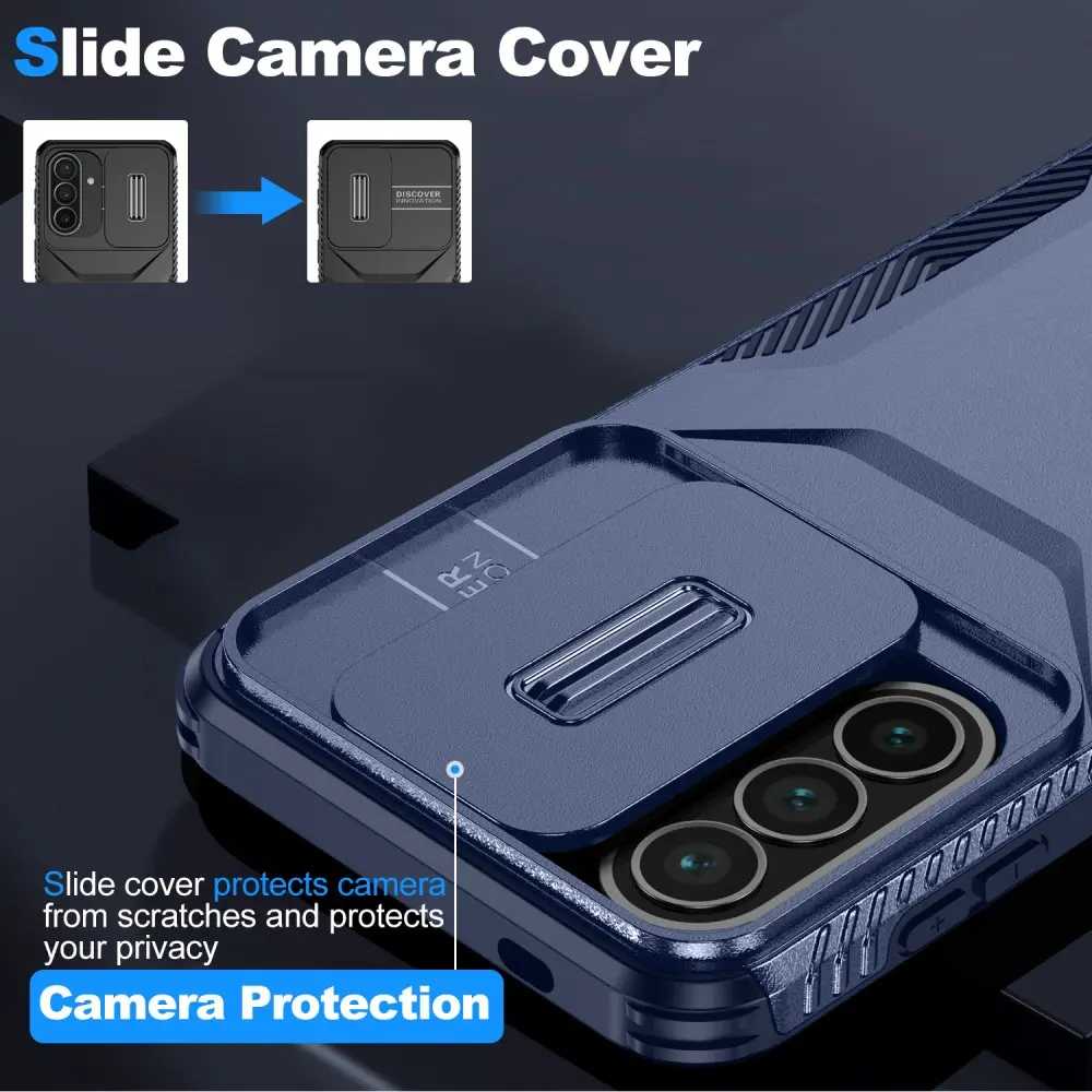 Samsung Galaxy A57 Hoesje Camera Slider Back Cover Schokbestendig Blauw afbeelding 3