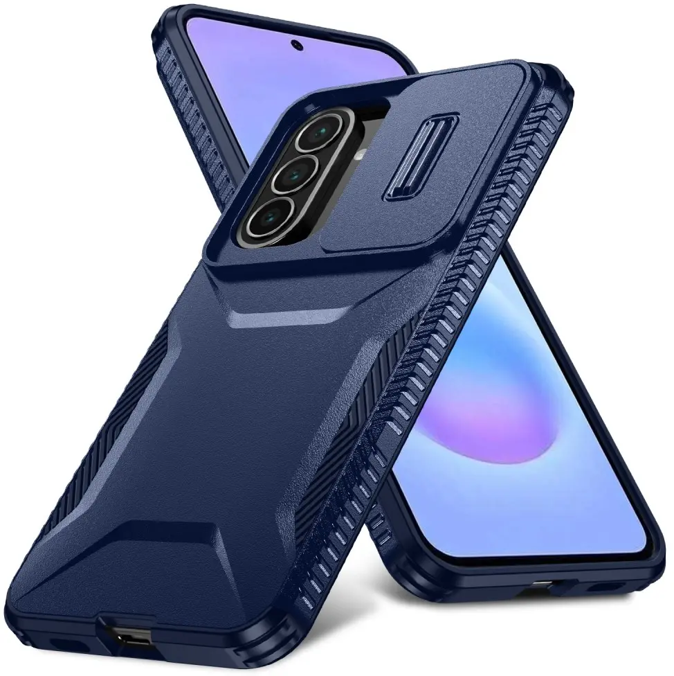 Samsung Galaxy A57 Hoesje Camera Slider Back Cover Schokbestendig Blauw afbeelding 2