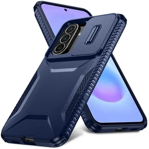 Samsung Galaxy A57 Hoesje Camera Slider Back Cover Schokbestendig Blauw afbeelding 2