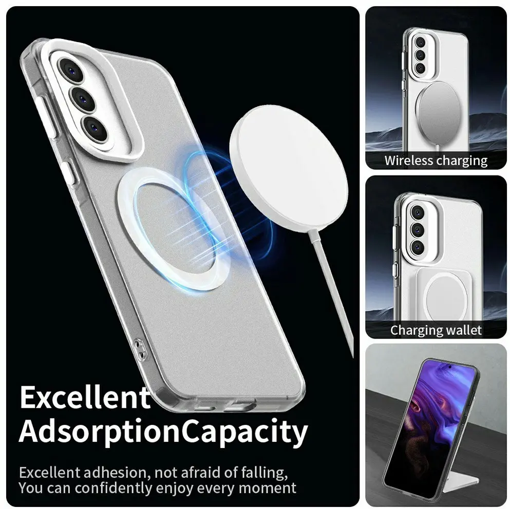 Samsung Galaxy A57 Hoesje MagSafe Backcover Semi-Transparant & Wit afbeelding 2