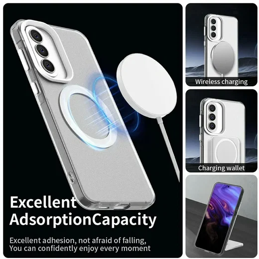 Samsung Galaxy A57 Hoesje MagSafe Backcover Semi-Transparant & Wit afbeelding 2