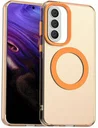 Samsung Galaxy A57 Hoesje MagSafe Backcover Semi-Transparant & Oranje