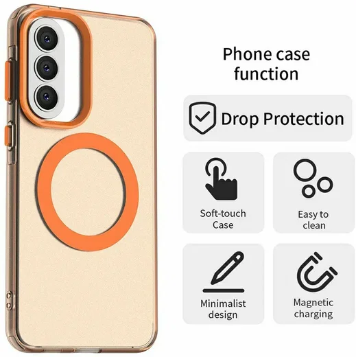 Samsung Galaxy A57 Hoesje MagSafe Backcover Semi-Transparant & Oranje afbeelding 7
