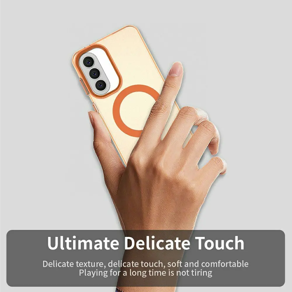 Samsung Galaxy A57 Hoesje MagSafe Backcover Semi-Transparant & Oranje afbeelding 6