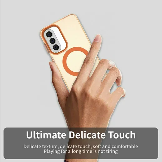 Samsung Galaxy A57 Hoesje MagSafe Backcover Semi-Transparant & Oranje afbeelding 6
