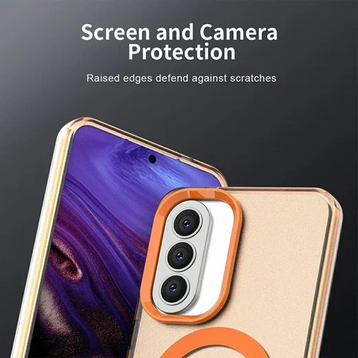 Samsung Galaxy A57 Hoesje MagSafe Backcover Semi-Transparant & Oranje afbeelding 8