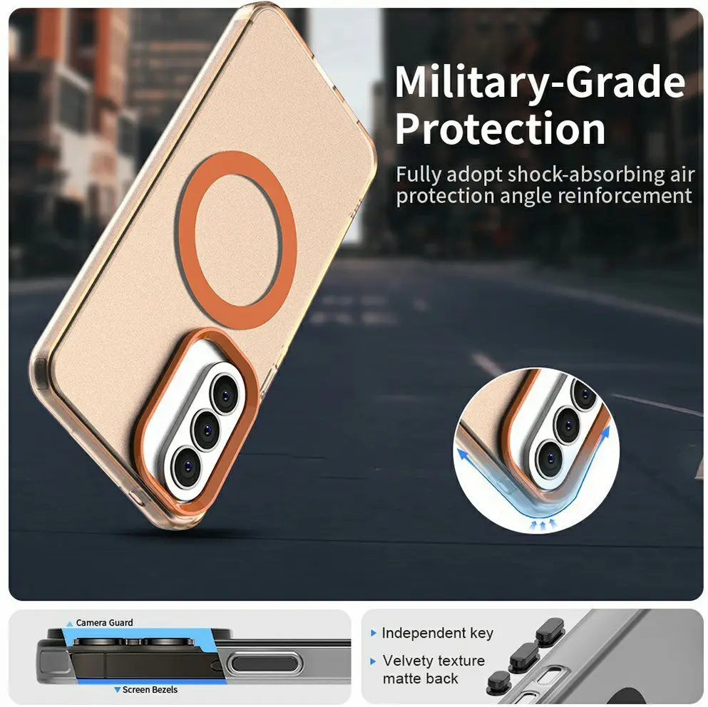 Samsung Galaxy A57 Hoesje MagSafe Backcover Semi-Transparant & Oranje afbeelding 9