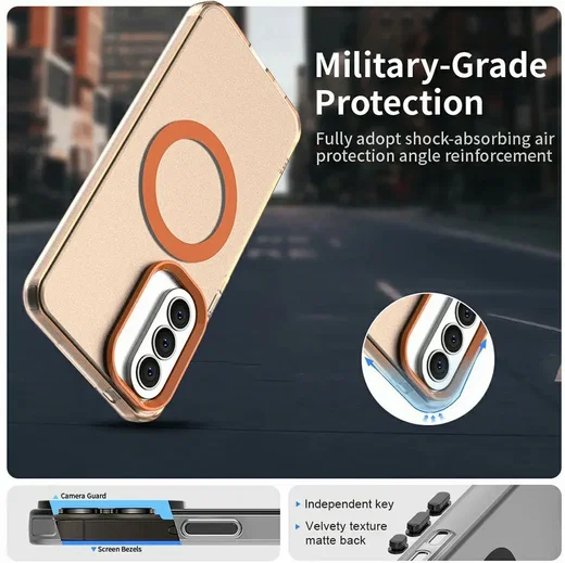 Samsung Galaxy A57 Hoesje MagSafe Backcover Semi-Transparant & Oranje afbeelding 9