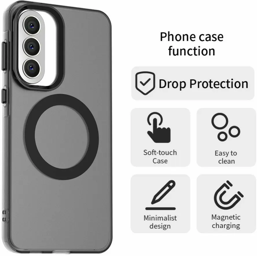 Samsung Galaxy A57 Hoesje MagSafe Backcover Semi-Transparant & Zwart afbeelding 7