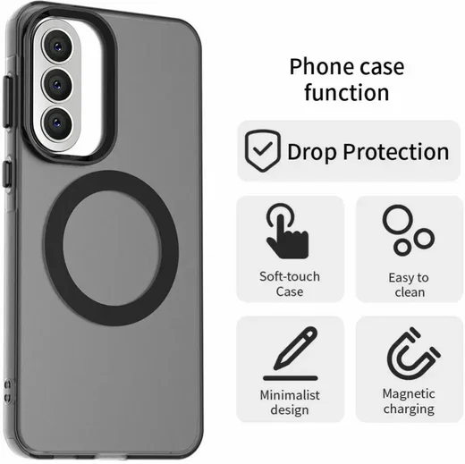 Samsung Galaxy A57 Hoesje MagSafe Backcover Semi-Transparant & Zwart afbeelding 7