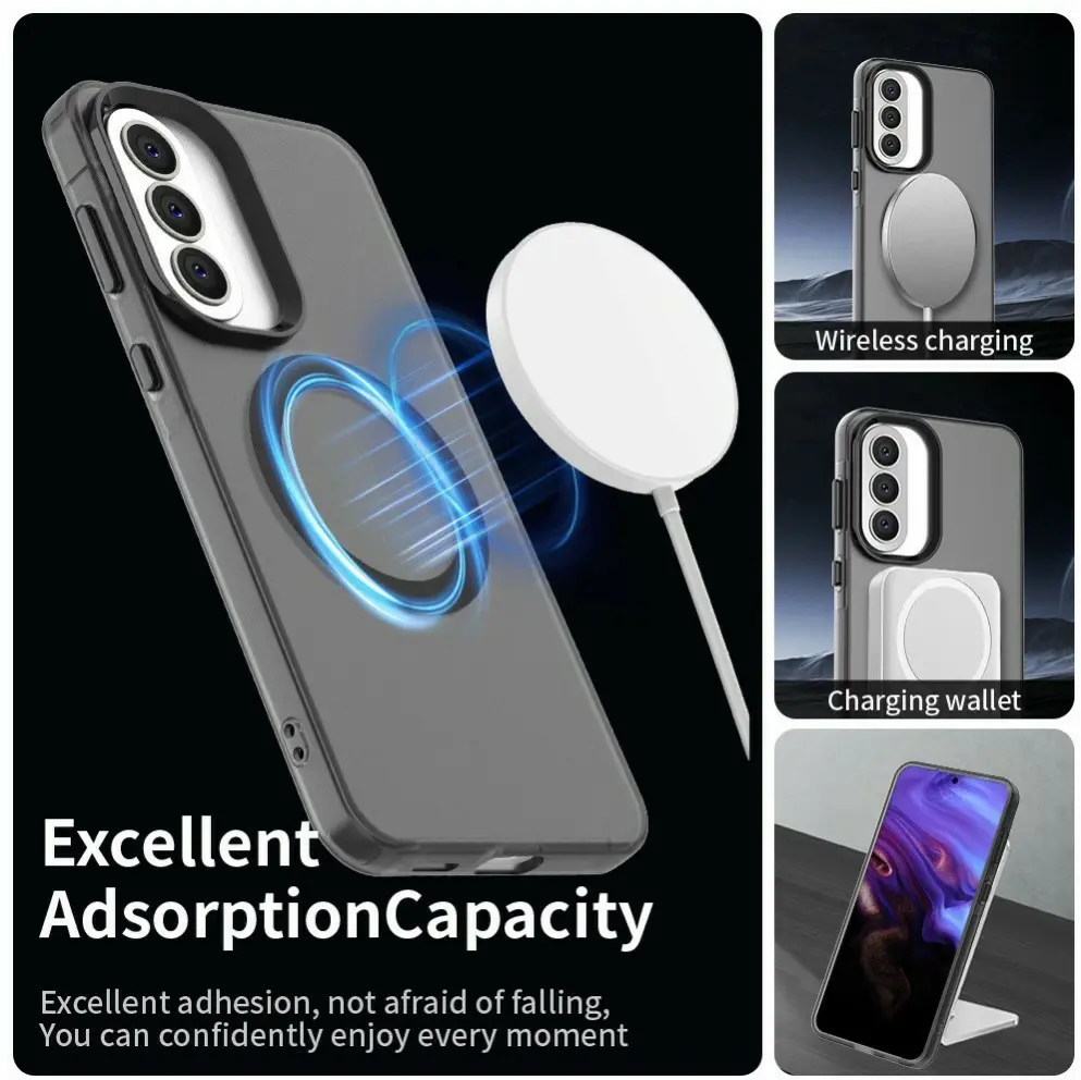 Samsung Galaxy A57 Hoesje MagSafe Backcover Semi-Transparant & Zwart afbeelding 2