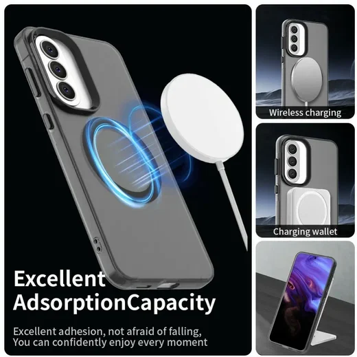 Samsung Galaxy A57 Hoesje MagSafe Backcover Semi-Transparant & Zwart afbeelding 2