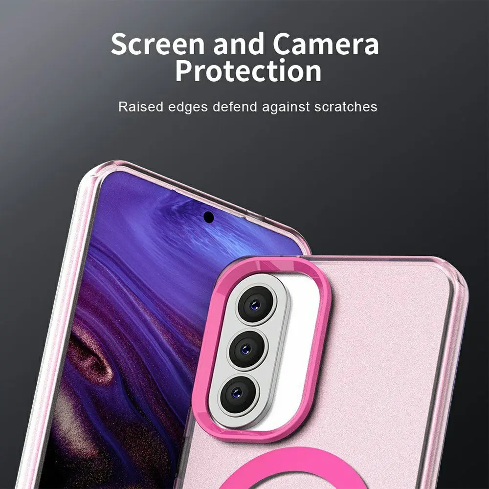 Samsung Galaxy A57 Hoesje MagSafe Backcover Semi-Transparant & Roze afbeelding 8