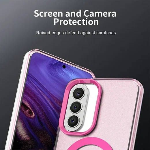 Samsung Galaxy A57 Hoesje MagSafe Backcover Semi-Transparant & Roze afbeelding 8