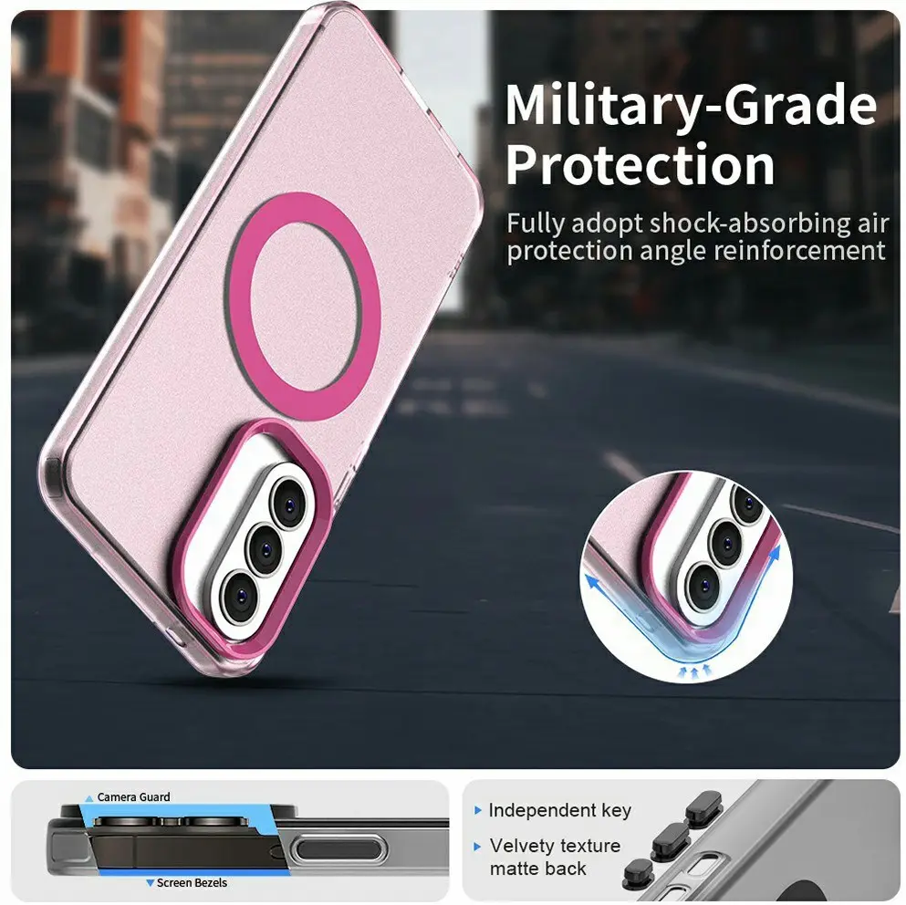 Samsung Galaxy A57 Hoesje MagSafe Backcover Semi-Transparant & Roze afbeelding 9
