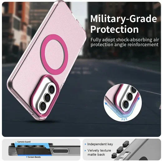 Samsung Galaxy A57 Hoesje MagSafe Backcover Semi-Transparant & Roze afbeelding 9