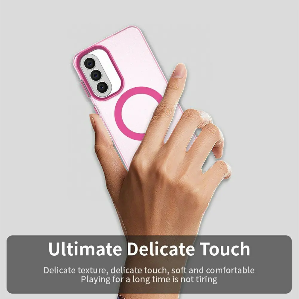 Samsung Galaxy A57 Hoesje MagSafe Backcover Semi-Transparant & Roze afbeelding 6