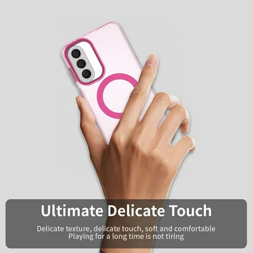 Samsung Galaxy A57 Hoesje MagSafe Backcover Semi-Transparant & Roze afbeelding 6