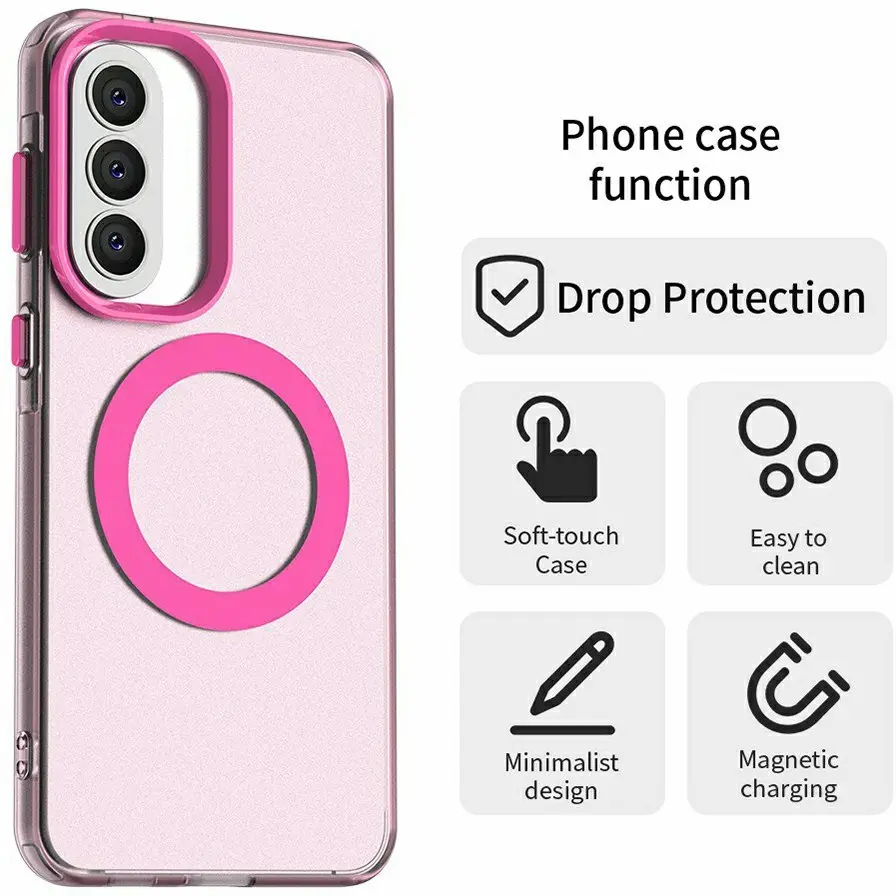 Samsung Galaxy A57 Hoesje MagSafe Backcover Semi-Transparant & Roze afbeelding 7