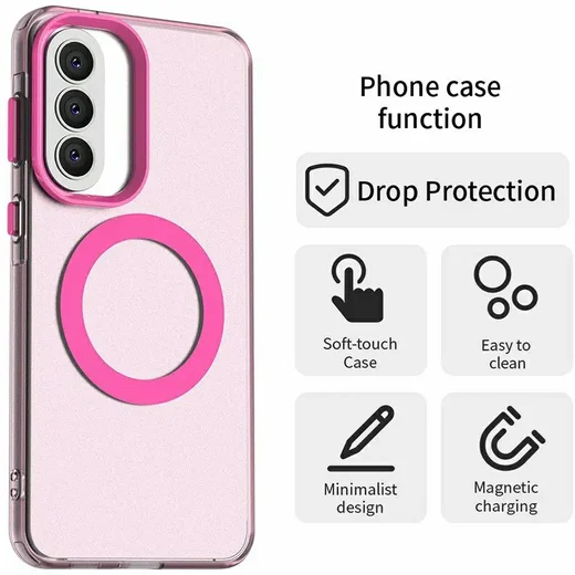 Samsung Galaxy A57 Hoesje MagSafe Backcover Semi-Transparant & Roze afbeelding 7