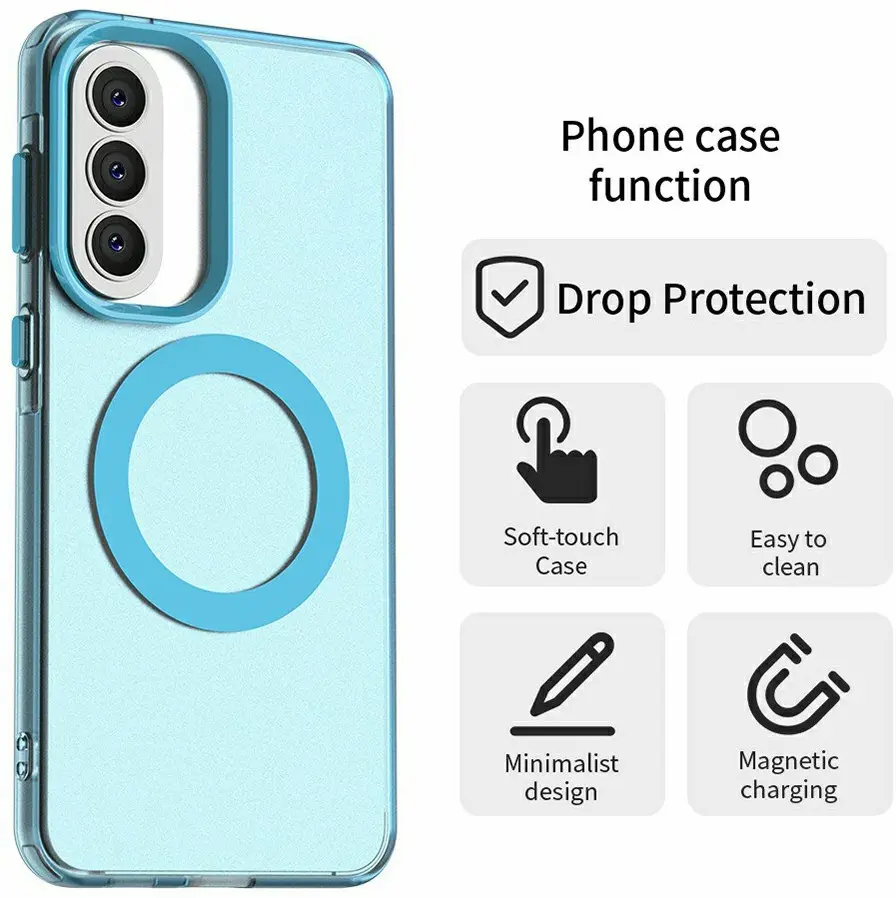 Samsung Galaxy A57 Hoesje MagSafe Backcover Semi-Transparant & Blauw afbeelding 7
