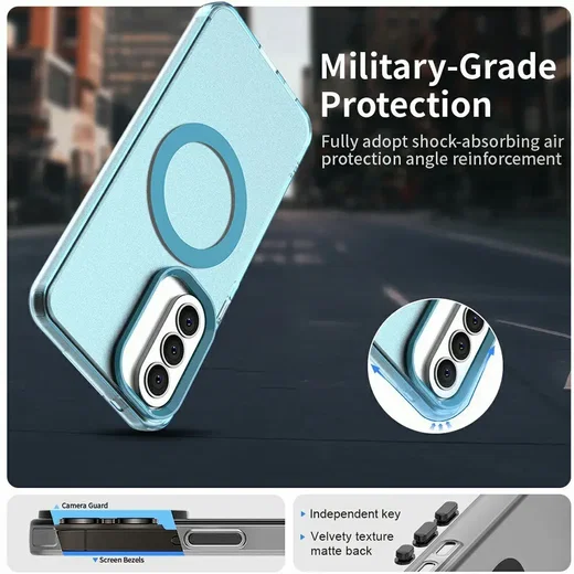 Samsung Galaxy A57 Hoesje MagSafe Backcover Semi-Transparant & Blauw afbeelding 9