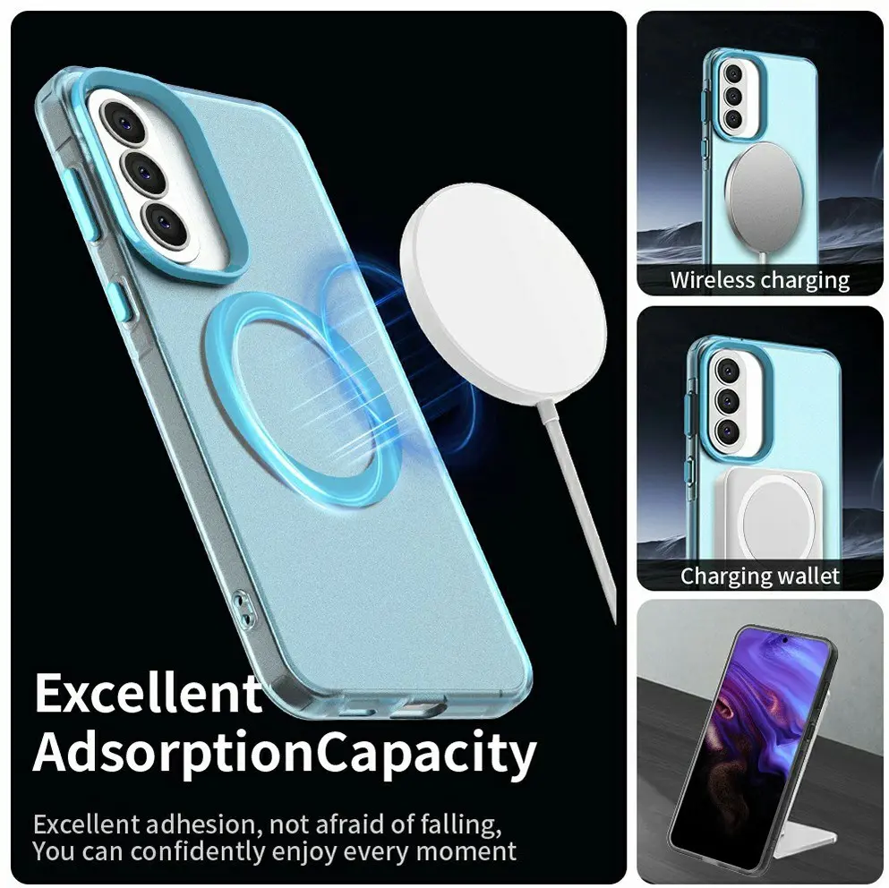 Samsung Galaxy A57 Hoesje MagSafe Backcover Semi-Transparant & Blauw afbeelding 2
