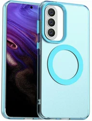 Samsung Galaxy A57 Hoesje MagSafe Backcover Semi-Transparant & Blauw afbeelding