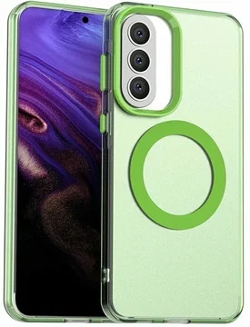 Samsung Galaxy A57 Hoesje MagSafe Backcover Semi-Transparant & Groen