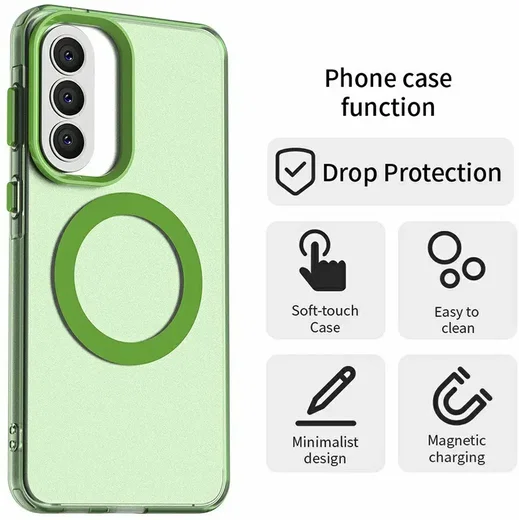 Samsung Galaxy A57 Hoesje MagSafe Backcover Semi-Transparant & Groen afbeelding 7
